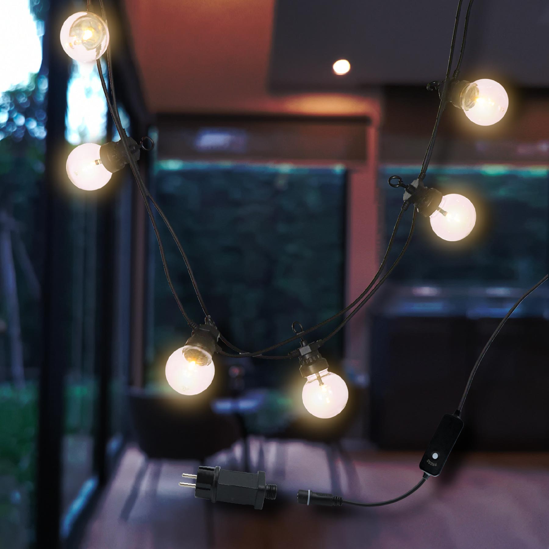 Warm white LED string lights 20 transparent bulbs PARTY CLEAR 20 L8.70m - REDDECO.com