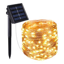 Copper solar light garland 100 micro LED warm white SKINNY SOLAR 11.90m 8 modes - REDDECO.com
