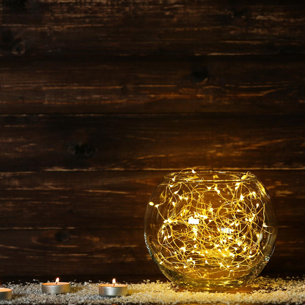 Solar copper string light 100 micro warm white LED SKINNY SOLAR 11.90m 8 modes - REDDECO.com
