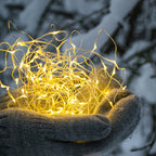 Solar copper string light 100 micro warm white LED SKINNY SOLAR 11.90m 8 modes - REDDECO.com