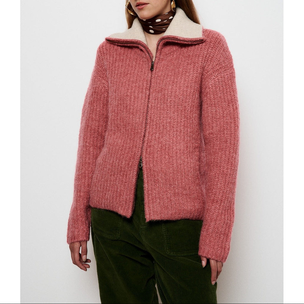 Cardigan Con Zip Monique - Rosa