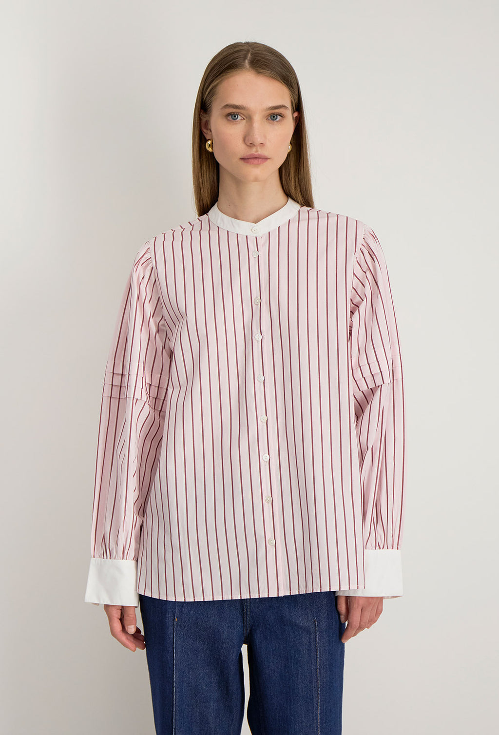 Chemise Col Mao Adelaide - Rose