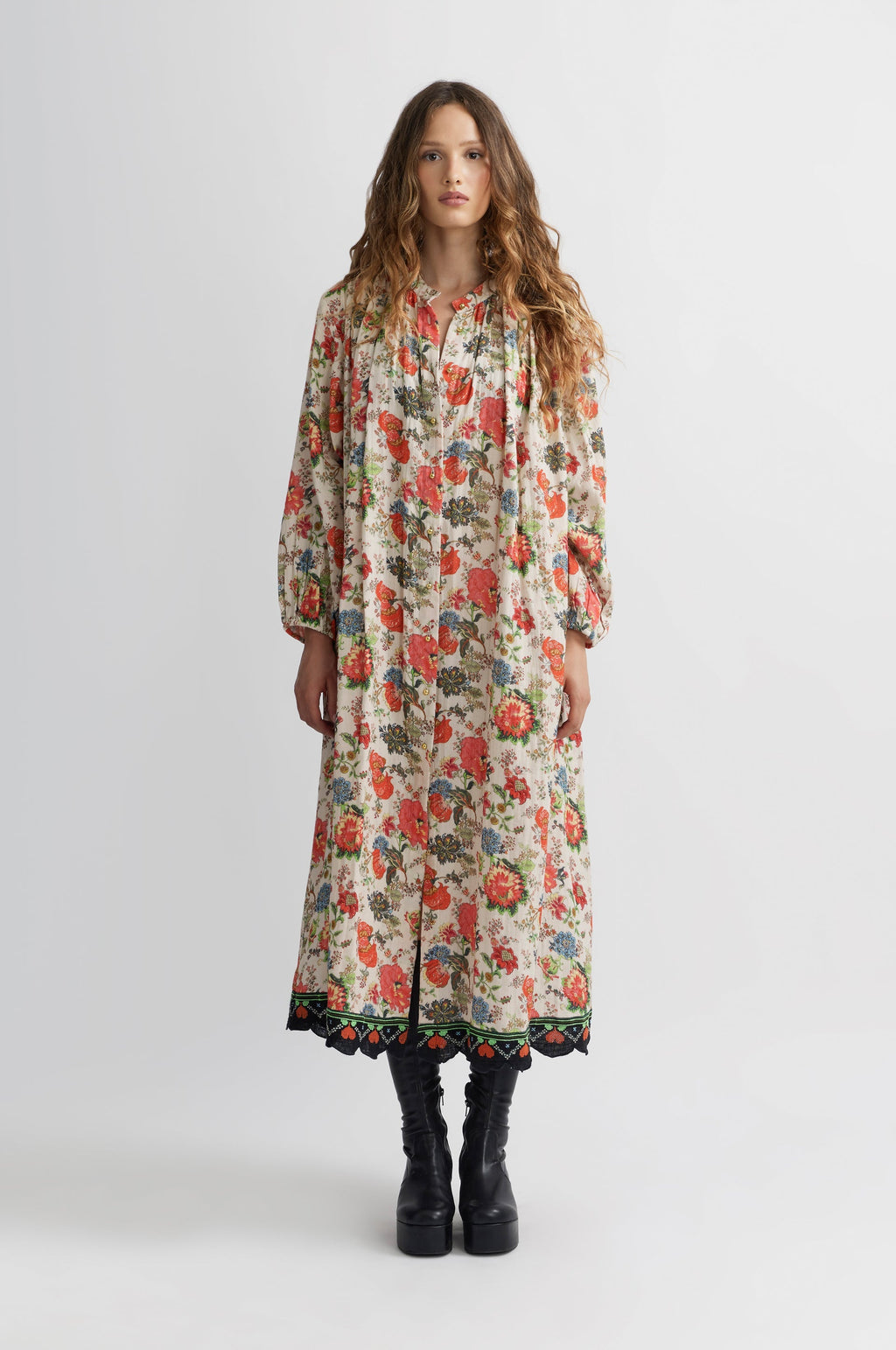 Jouy Long Dress - Ecru