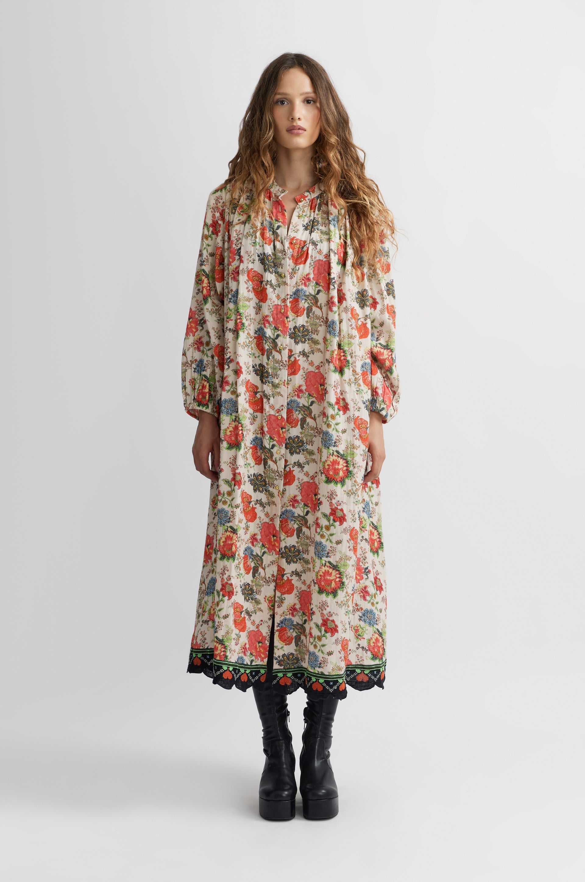 Jouy Long Dress - Ecru