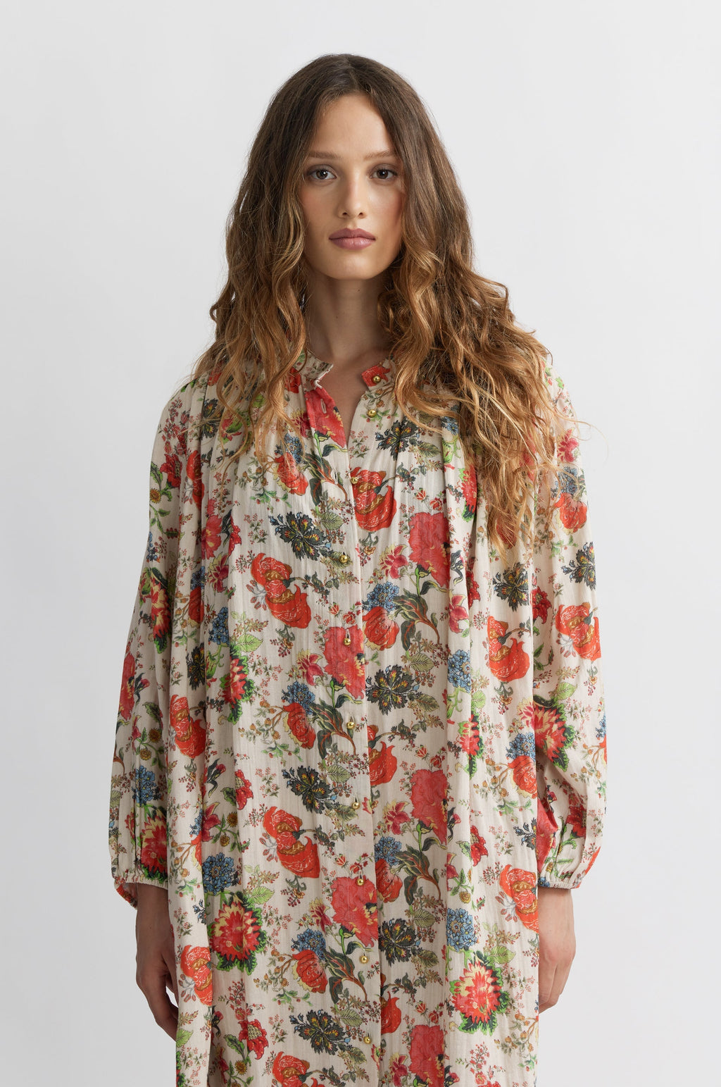 Jouy Long Dress - Ecru