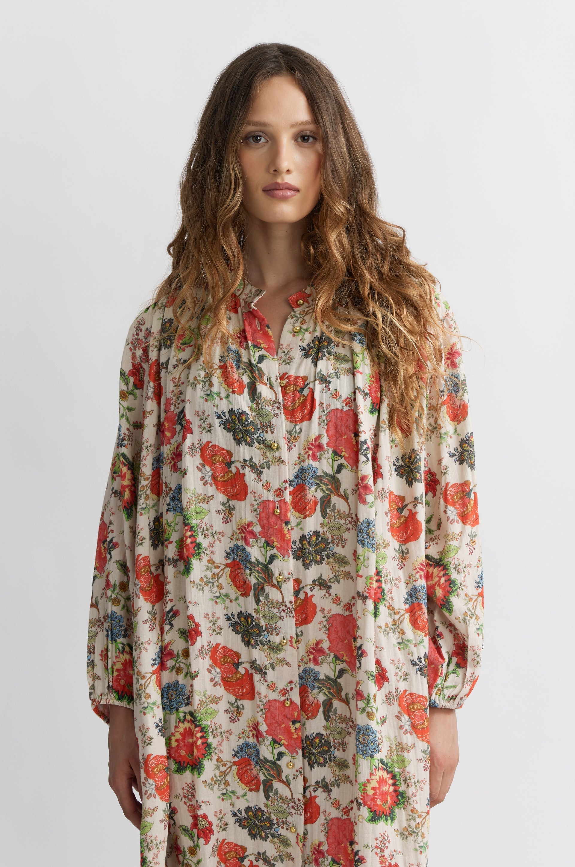 Jouy Long Dress - Ecru