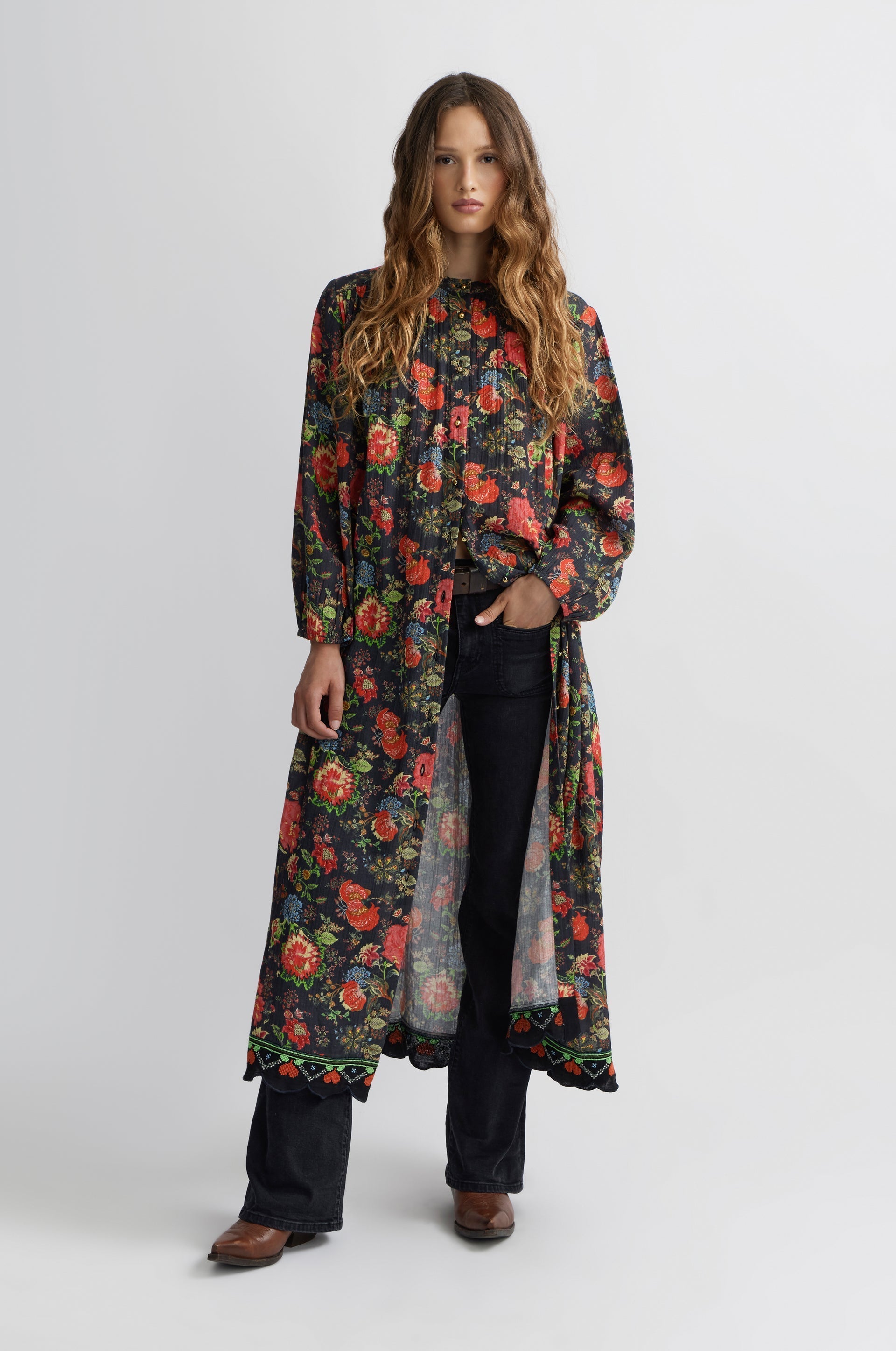 Jouy Long Dress - Ecru