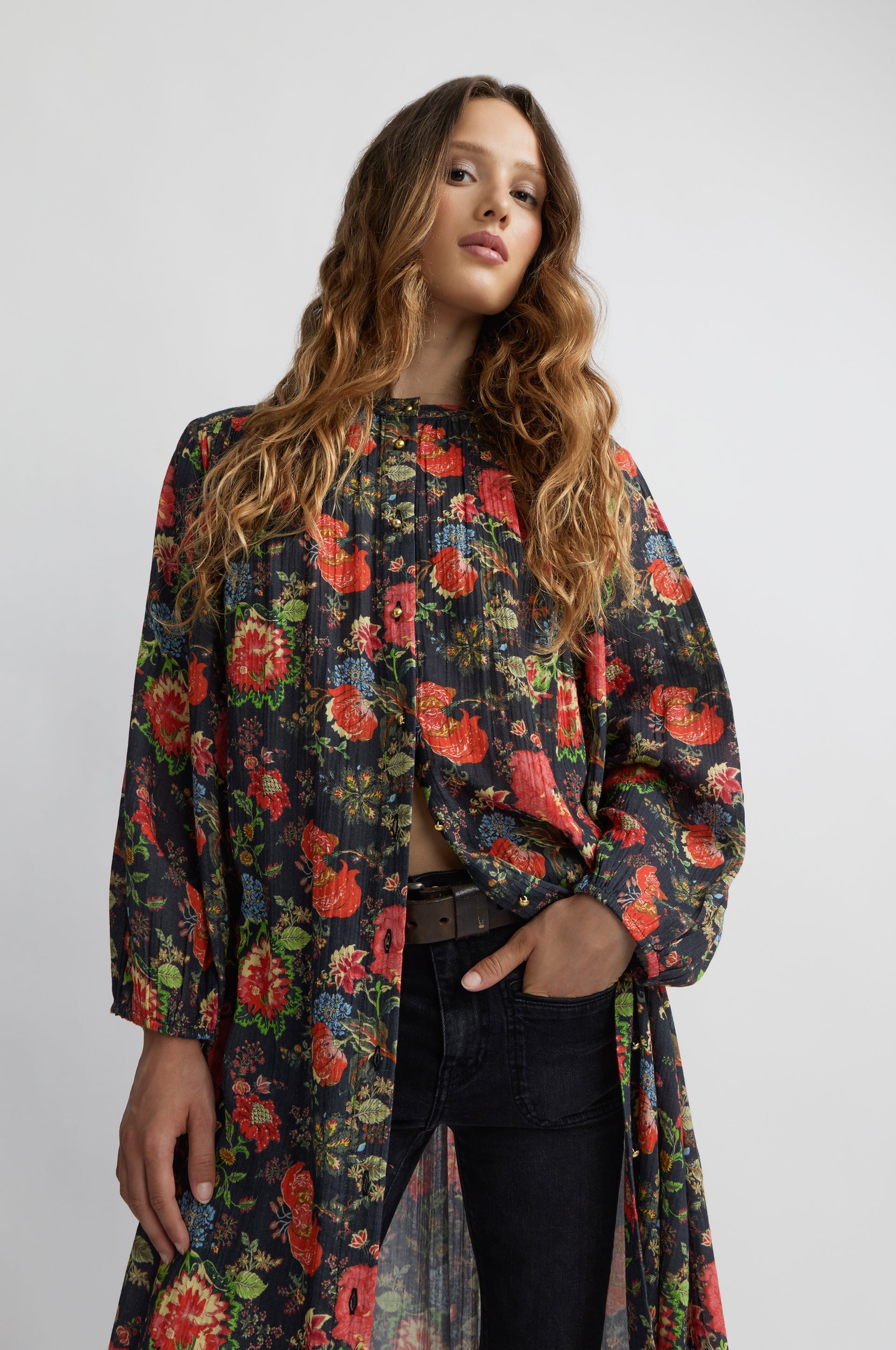 Jouy Long Dress - Ecru