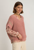 Lurex trui met V-hals Nexa - Roze