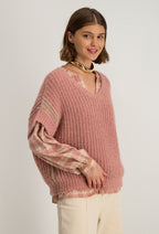 Lurex trui met V-hals Nexa - Roze
