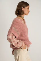 Lurex trui met V-hals Nexa - Roze