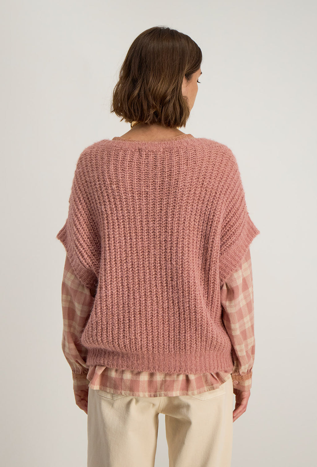 Lurex trui met V-hals Nexa - Roze