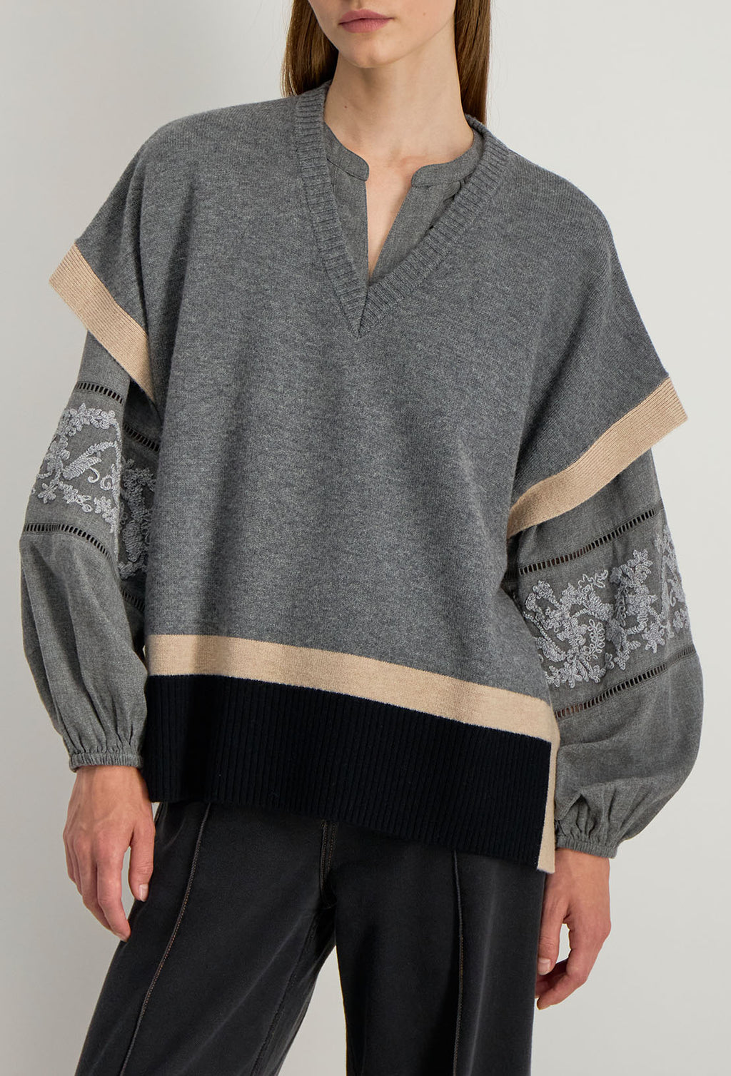 Vesper Colour-Block Jumper - Grey