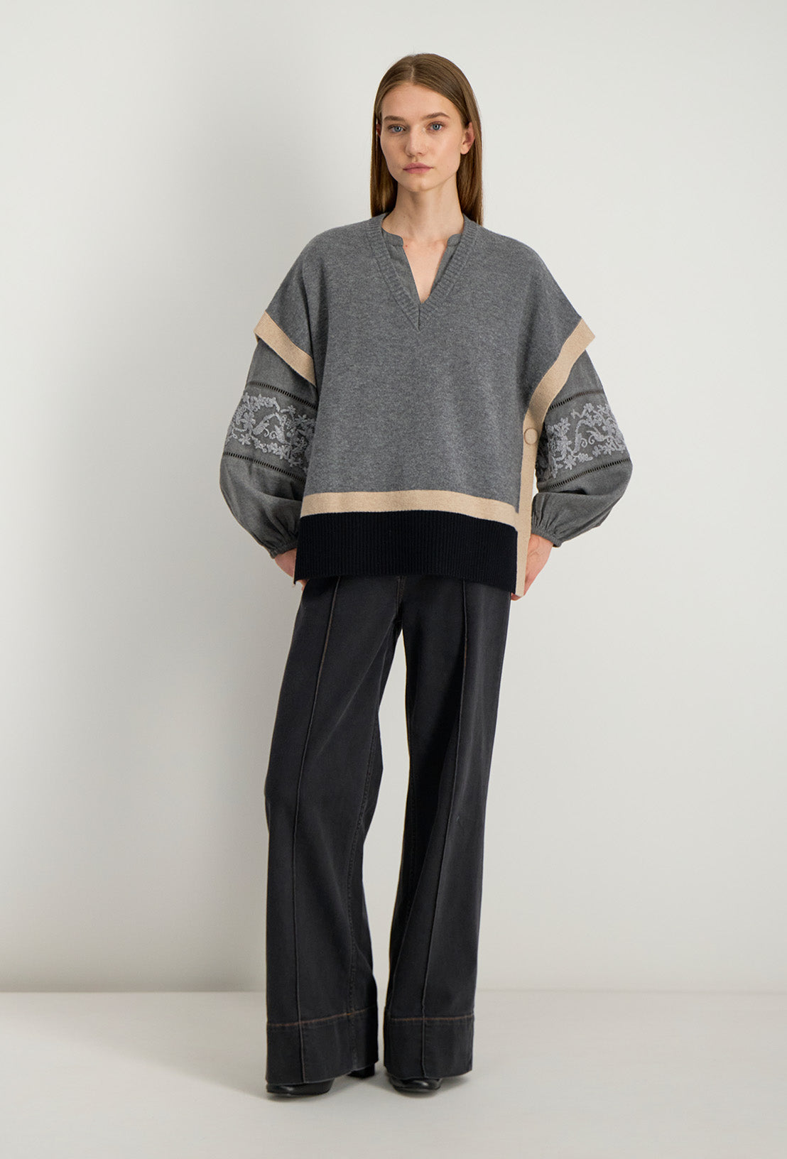 Vesper Colour-Block Jumper - Grey