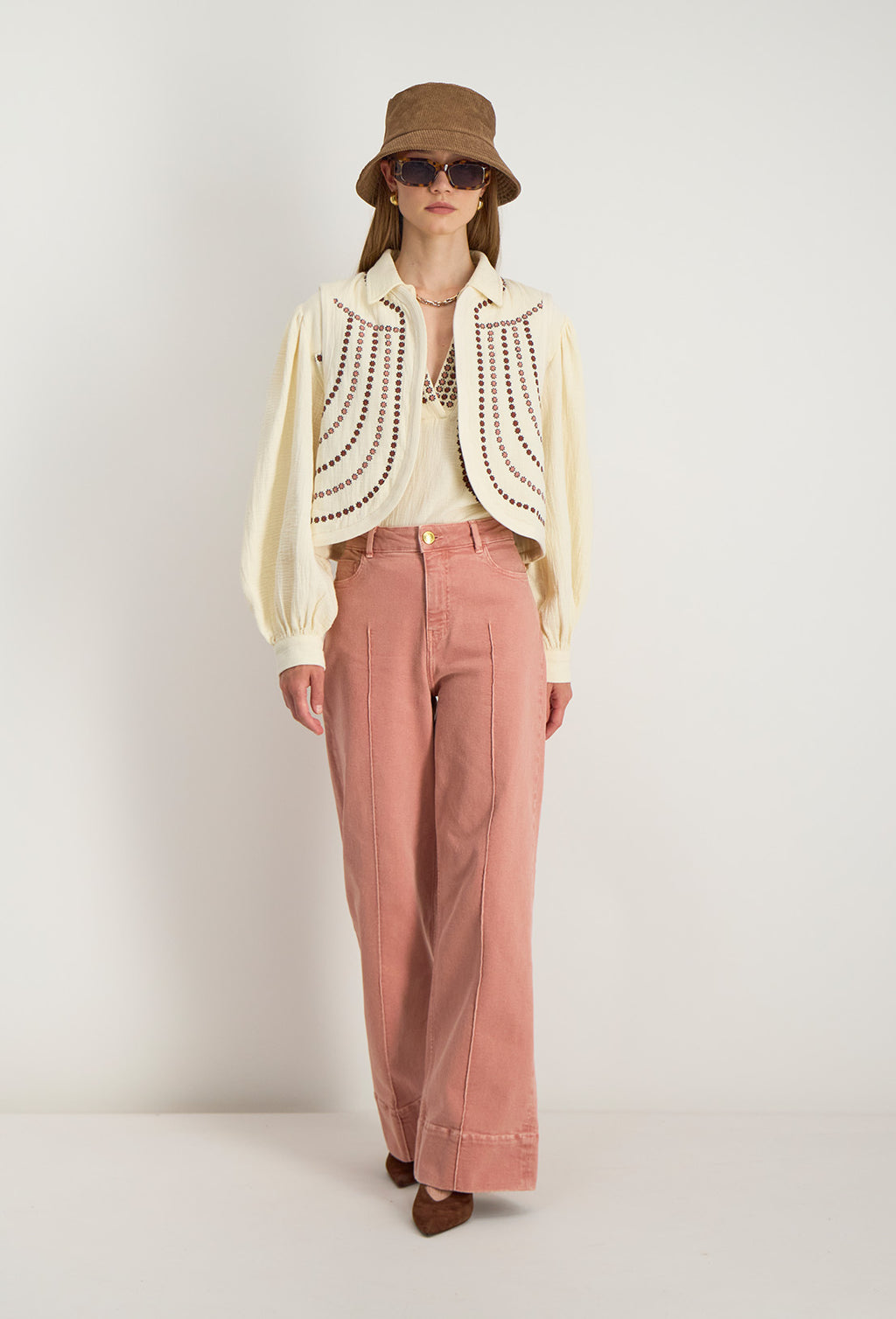 Lois Sleeveless Waistcoat - Chalk