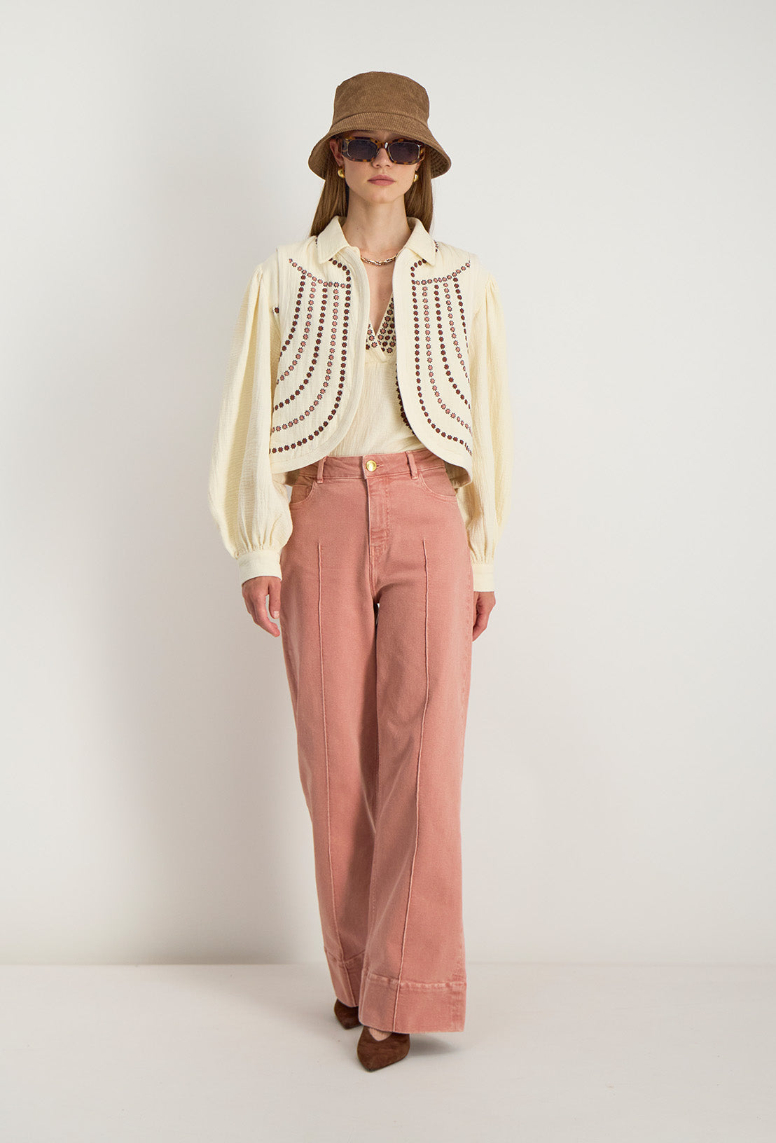 Lois Sleeveless Waistcoat - Chalk