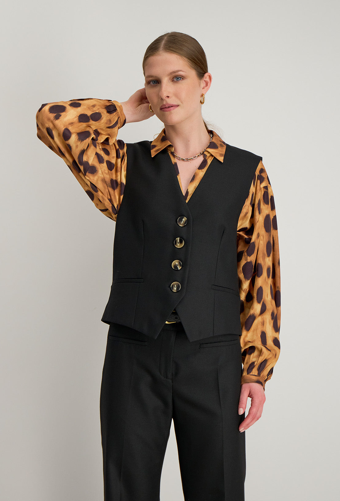 Raina Sleeveless Waistcoat - Black