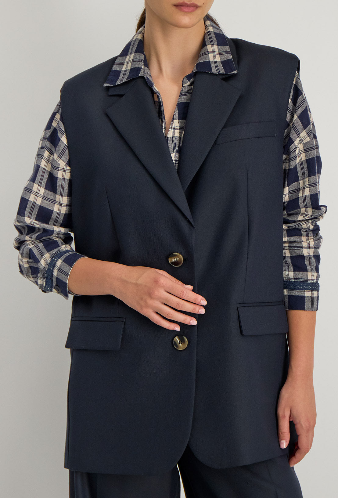 Mouwloos vest Raina - Nachtblauw