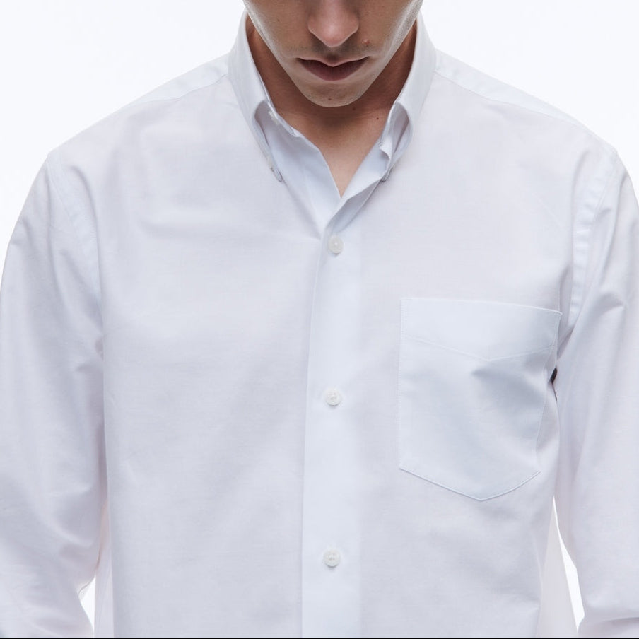 White Cotton Oxford Shirt - White