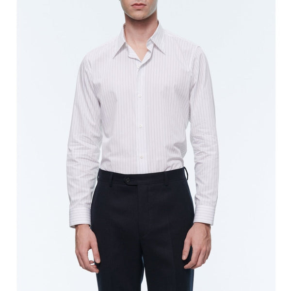 Fursac - Chemise En Popeline De Coton À Rayures - Blanc - Homme