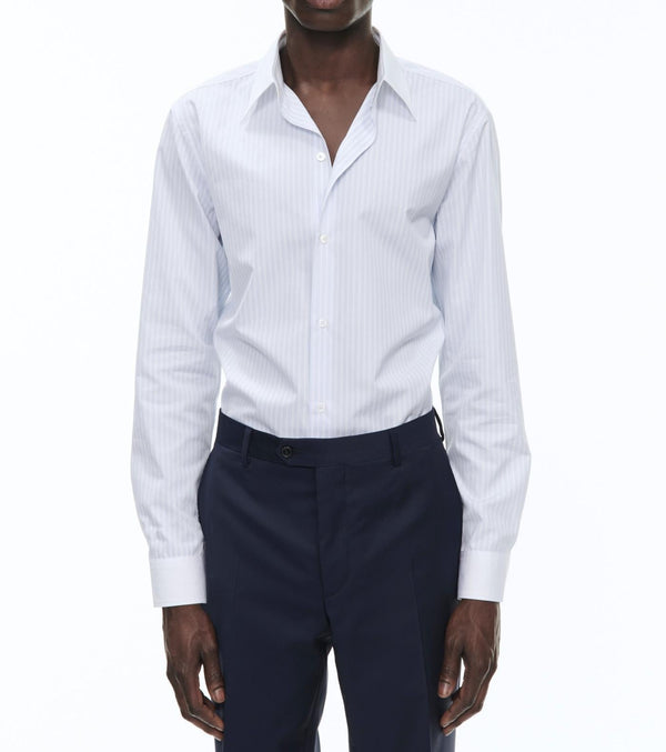 Fursac - Chemise À Rayures En Popeline De Coton - Ciel - Homme