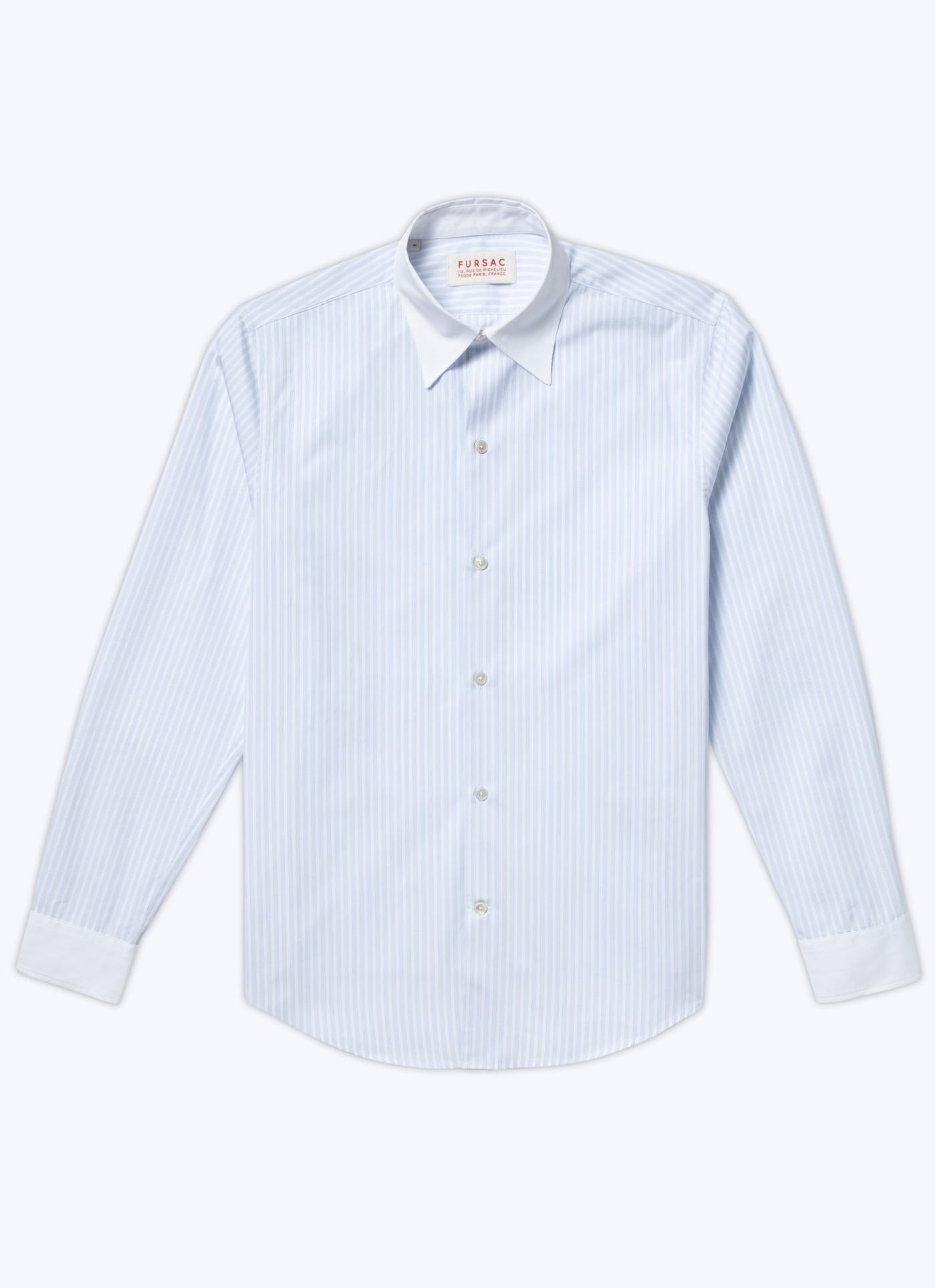 Fursac - Striped Cotton Poplin Shirt - Sky - Men