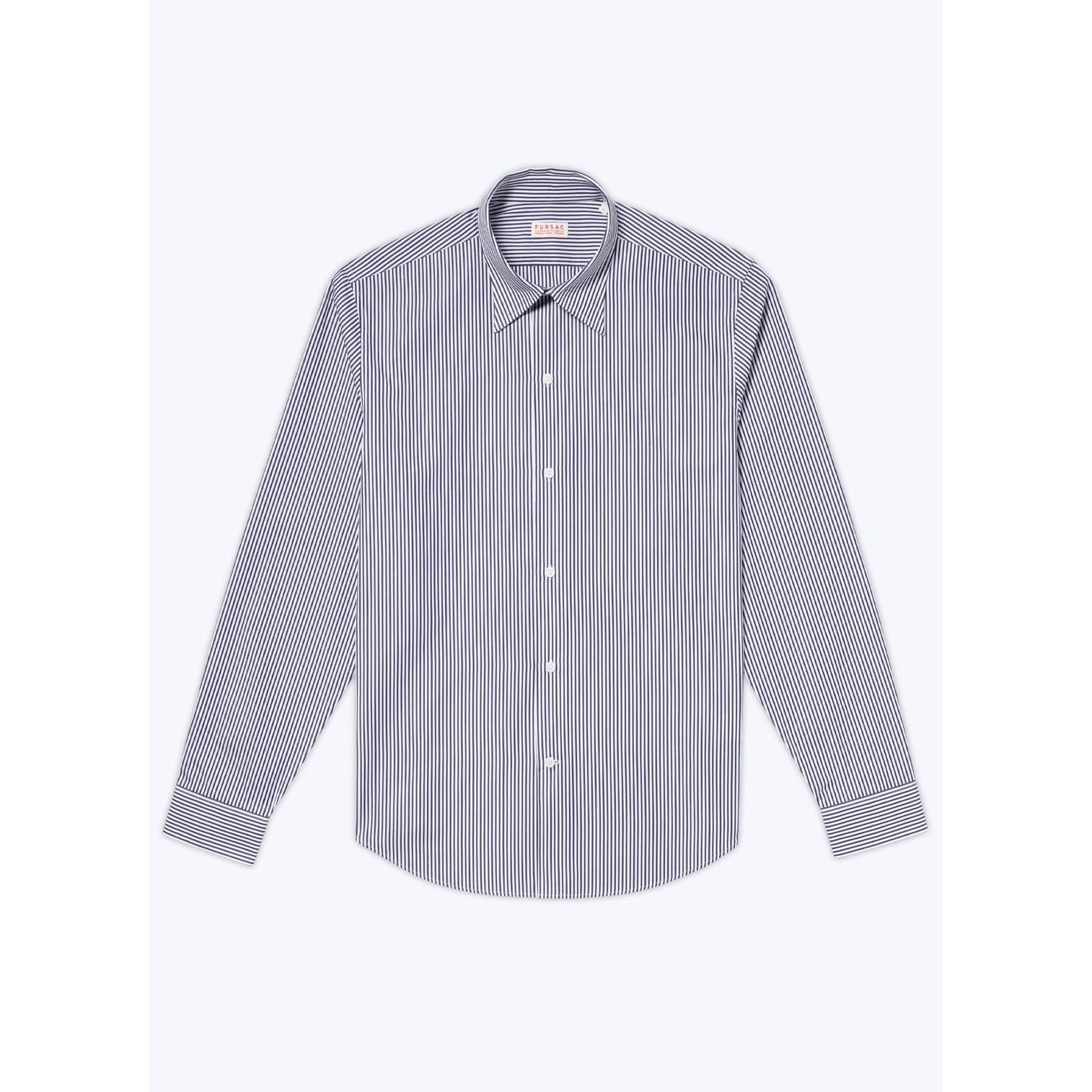 Cotton Shirt - Baton Stripes Navy Blue