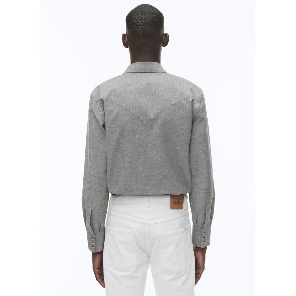 Fursac - Chemise Western Grise En Coton - Gris Foncé