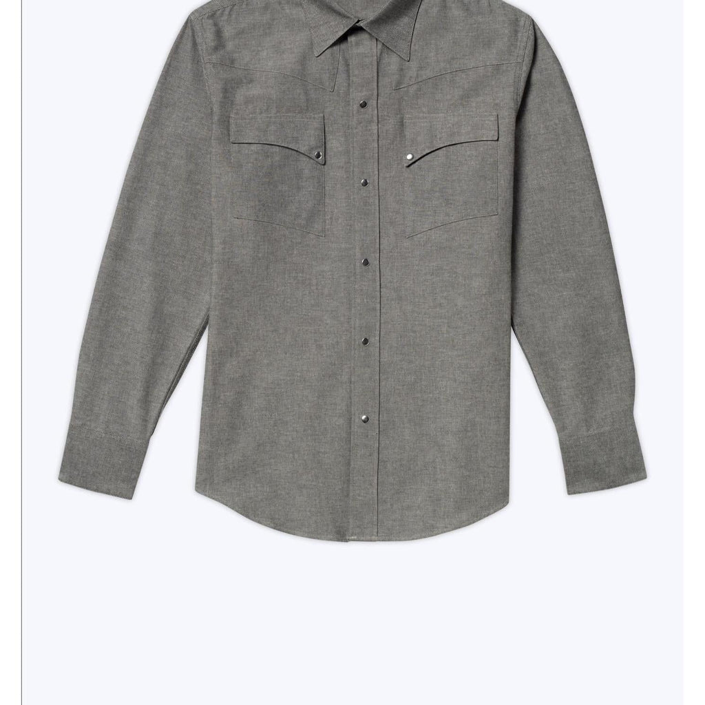 Fursac - Chemise Western Grise En Coton - Gris Foncé