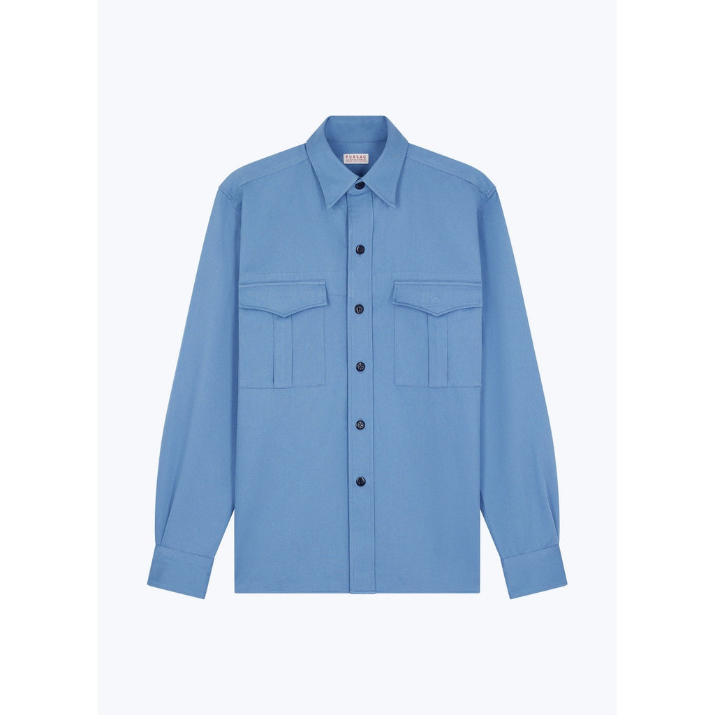 Fursac - Surchemise Twill Épais Bleue - Bleu Gris