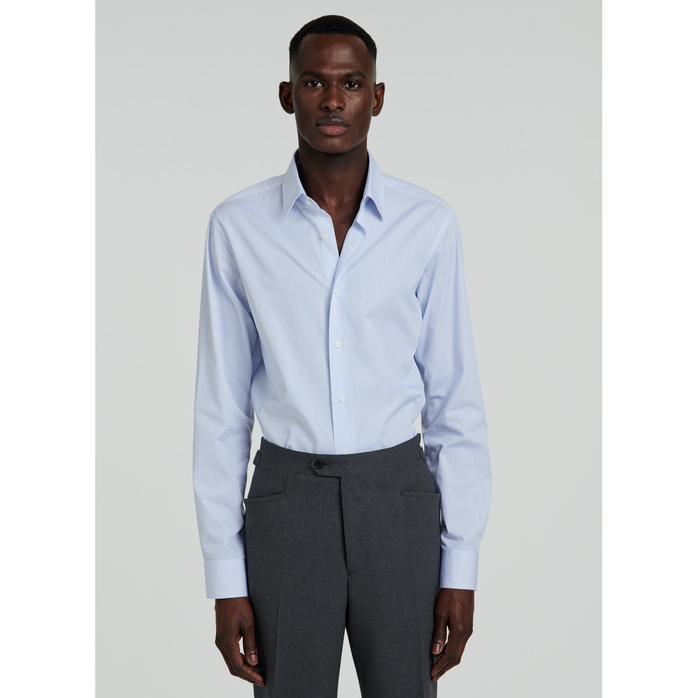 Fursac - Camisa A Rayas Azul Celeste En Popelín De Algodón - Azul Celeste - Rayas