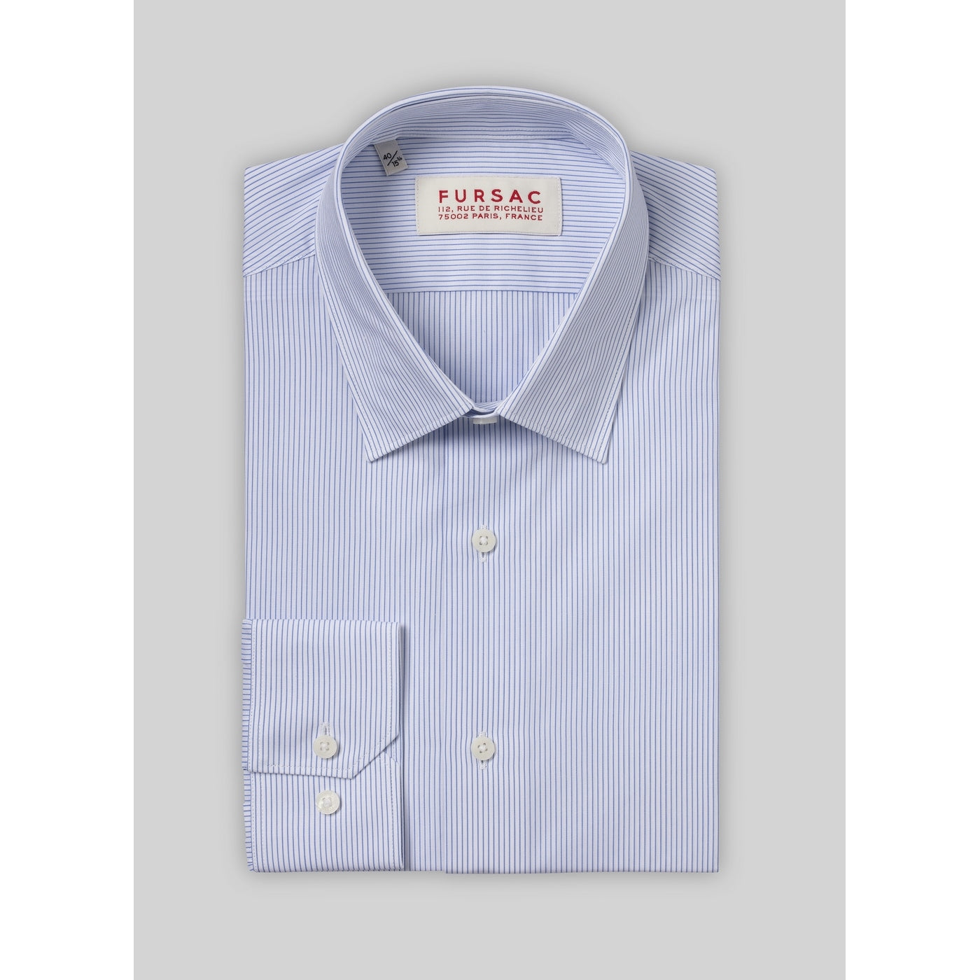 Fursac - Camisa A Rayas Azul Celeste En Popelín De Algodón - Azul Celeste - Rayas