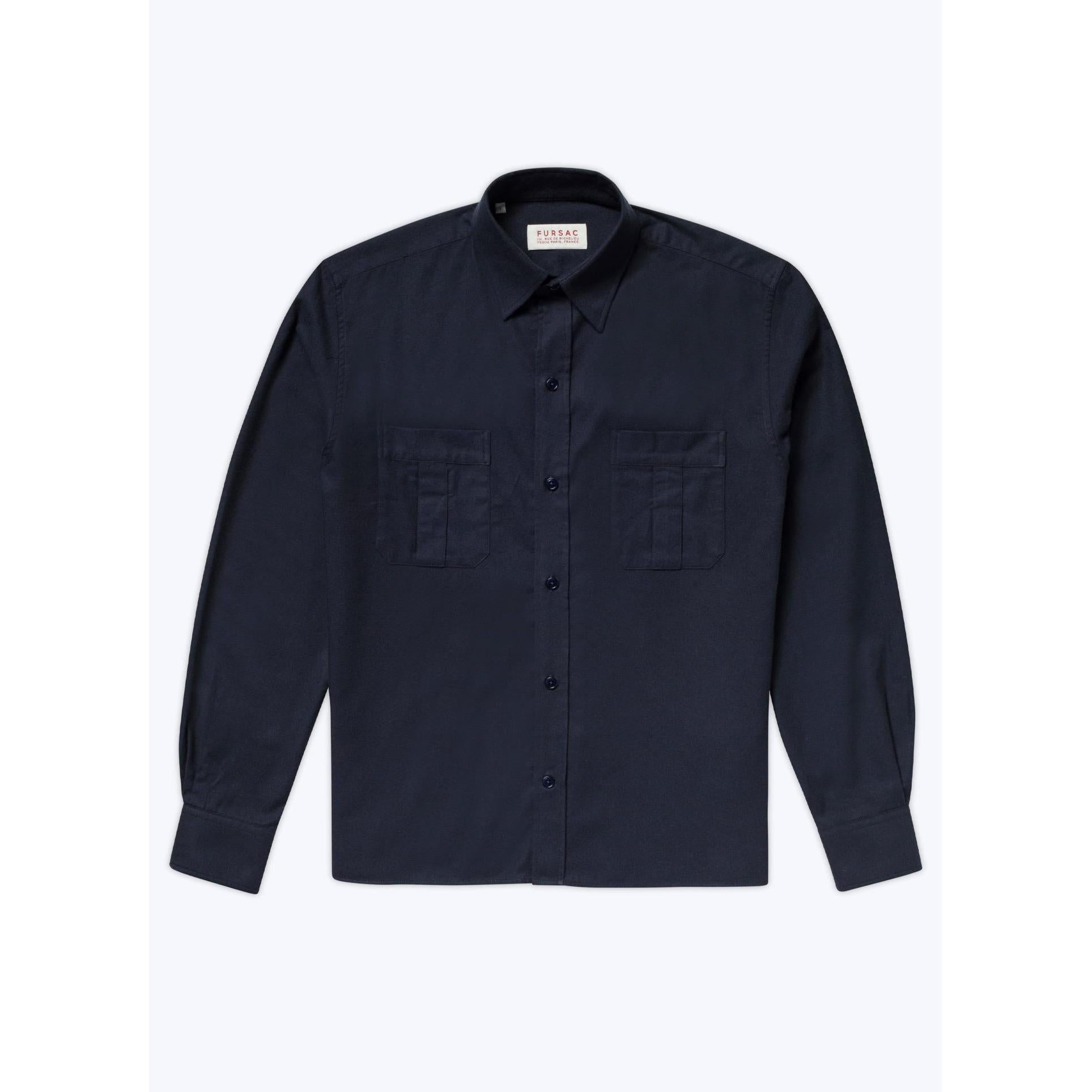 Fursac - Sobrecamisa De Franela De Algodón - Azul Marino