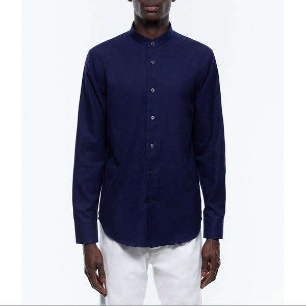 Camisa de algodón cepillado azul marino - Azul marino