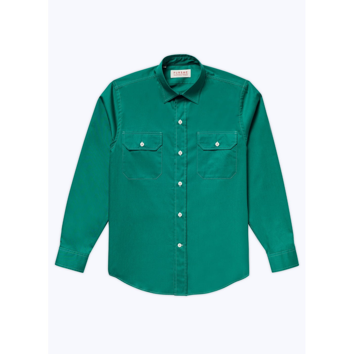 Fursac - Camisa De Popelín De Algodón - Verde Inglés
