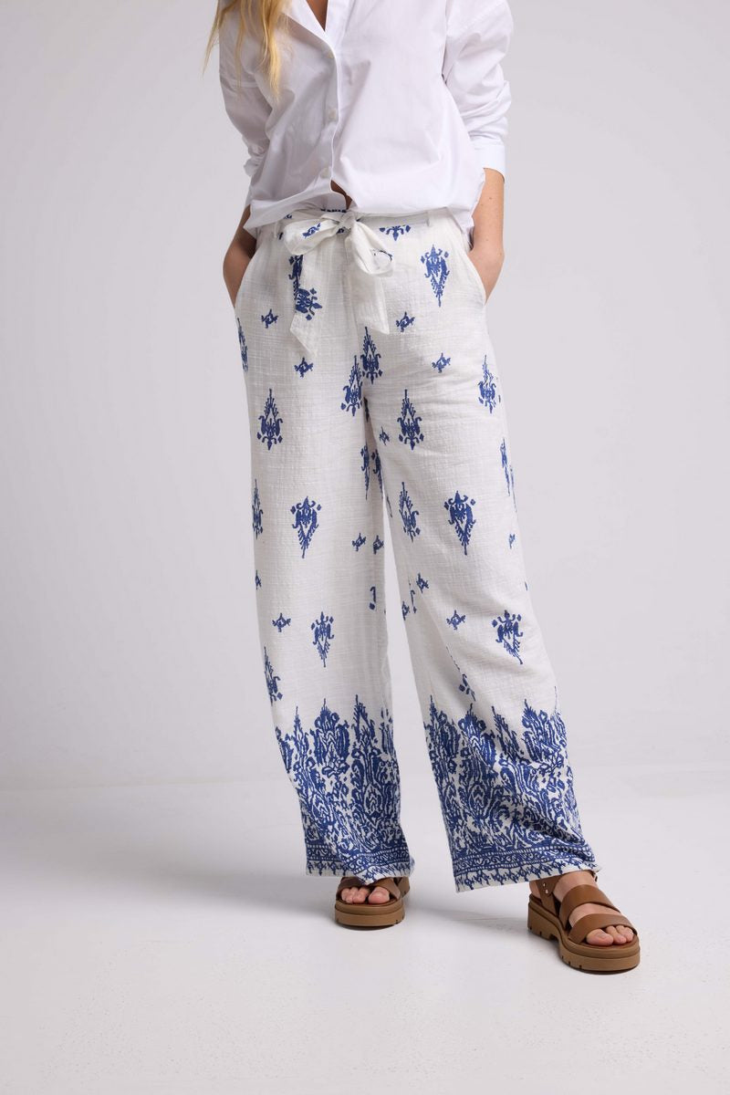 Pantalon Long - Blanc Et Marine