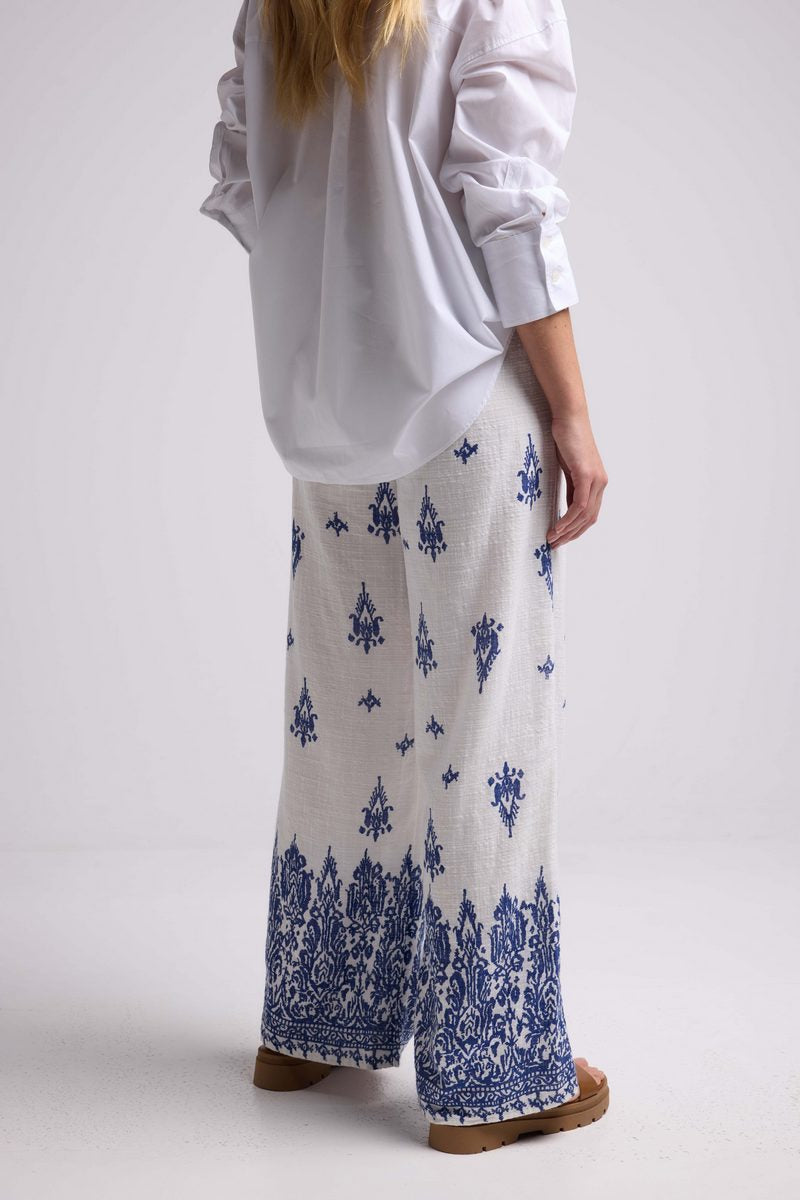 Pantalon Long - Blanc Et Marine