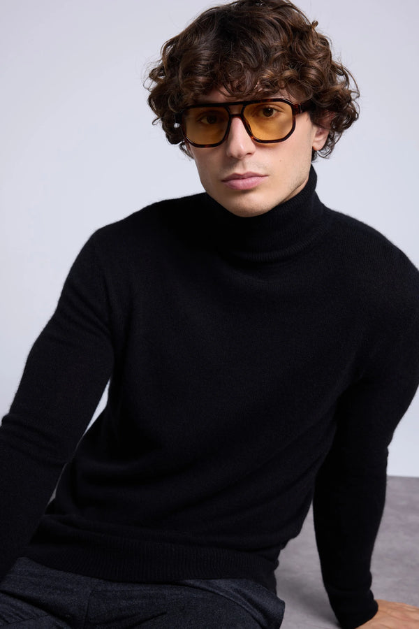 Polotröja Harry – Svart – Herr – 100 % Kashmir