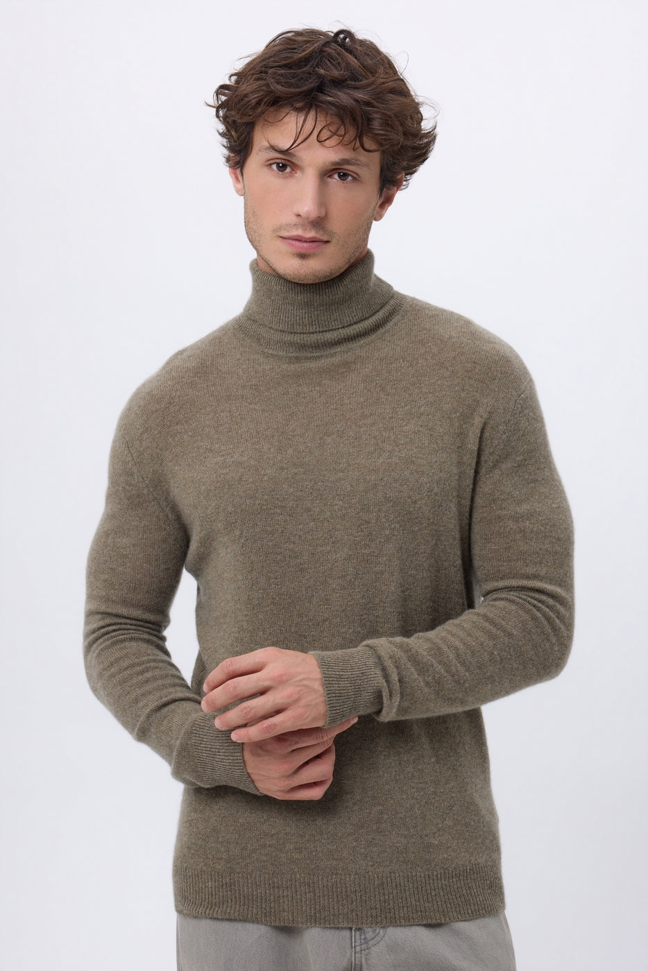 Dolcevita Harry - Kaki Melange - Uomo - 100% Cashmere