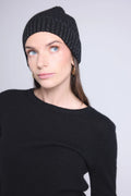 Uniseks Muts Lurex Hat - Zwart Lurex Zilver - Uniseks - 100% Kasjmier