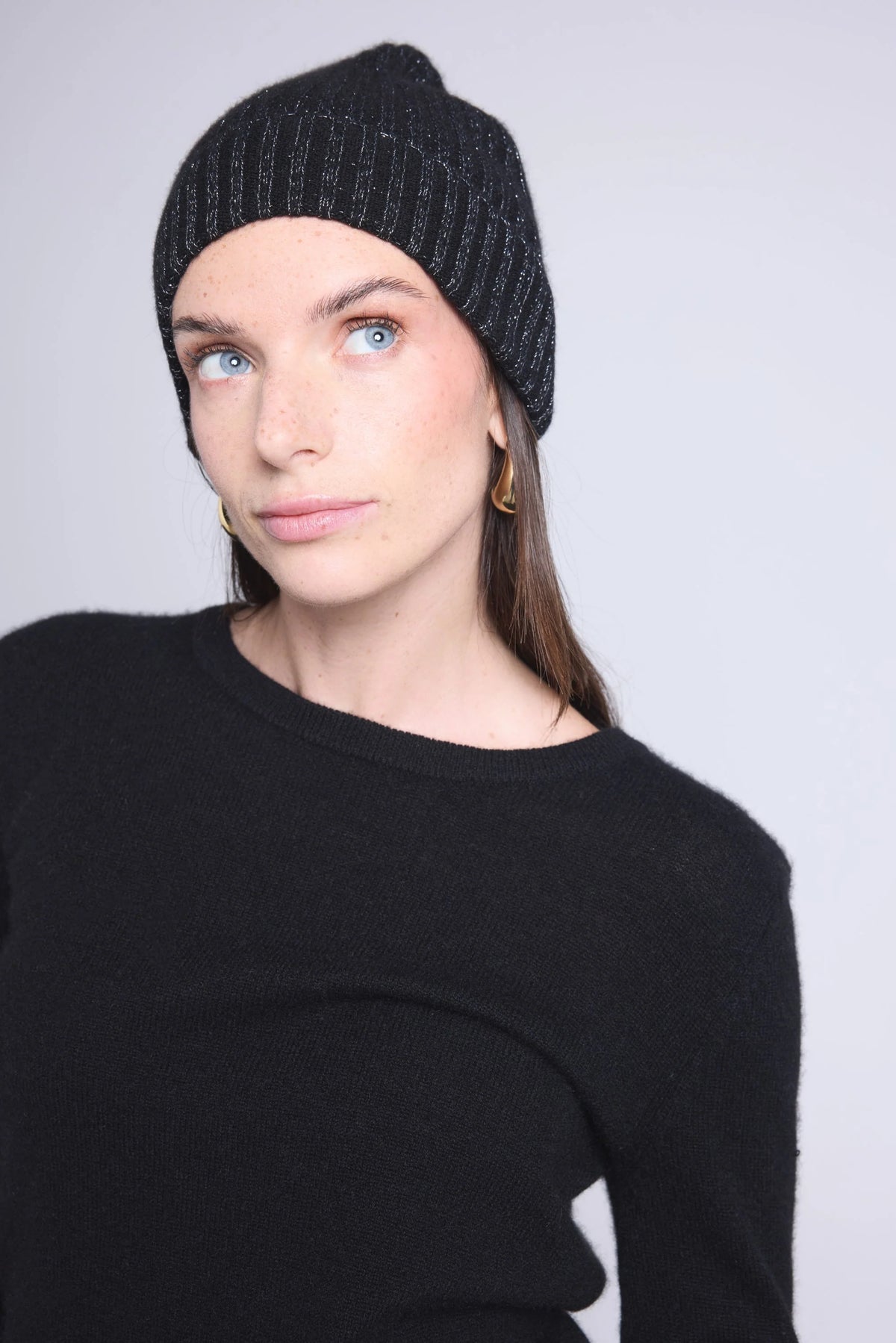 Uniseks Muts Lurex Hat - Zwart Lurex Zilver - Uniseks - 100% Kasjmier