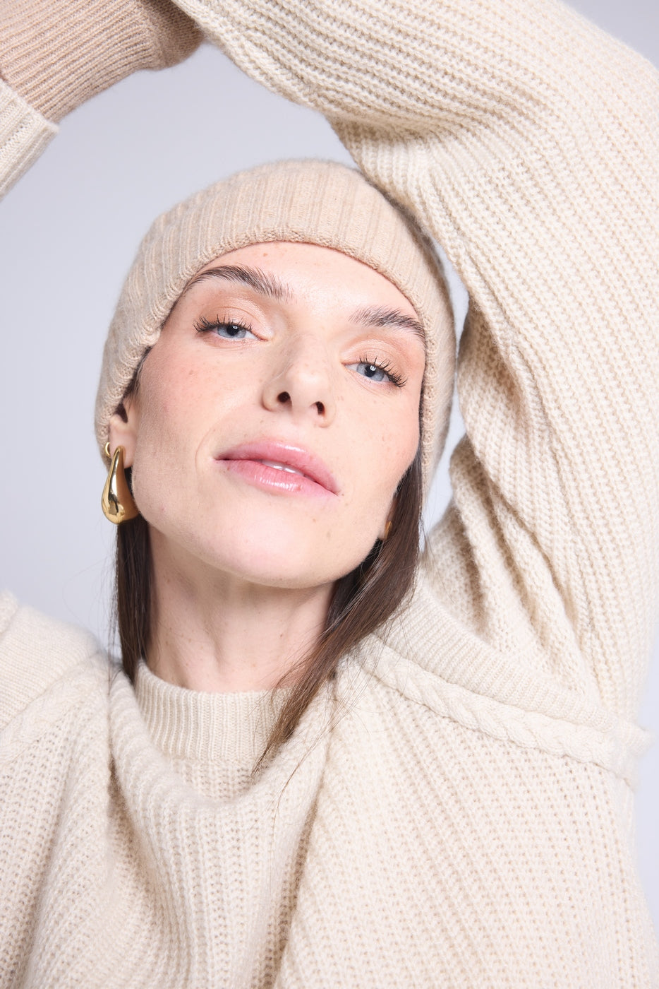 Bonnet Unisexe Hat - Beige Creme - Mixte - 100% Cachemire