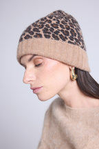 Bonnet Unisexe Leopard Hat - Beige Leopard - Mixte - 100% Cachemire