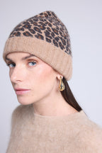 Bonnet Unisexe Leopard Hat - Beige Leopard - Mixte - 100% Cachemire