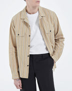 The Kooples - Chemise Col Hawaï Beige À Rayures - Homme