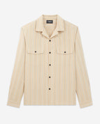 The Kooples - Chemise Col Hawaï Beige À Rayures - Homme