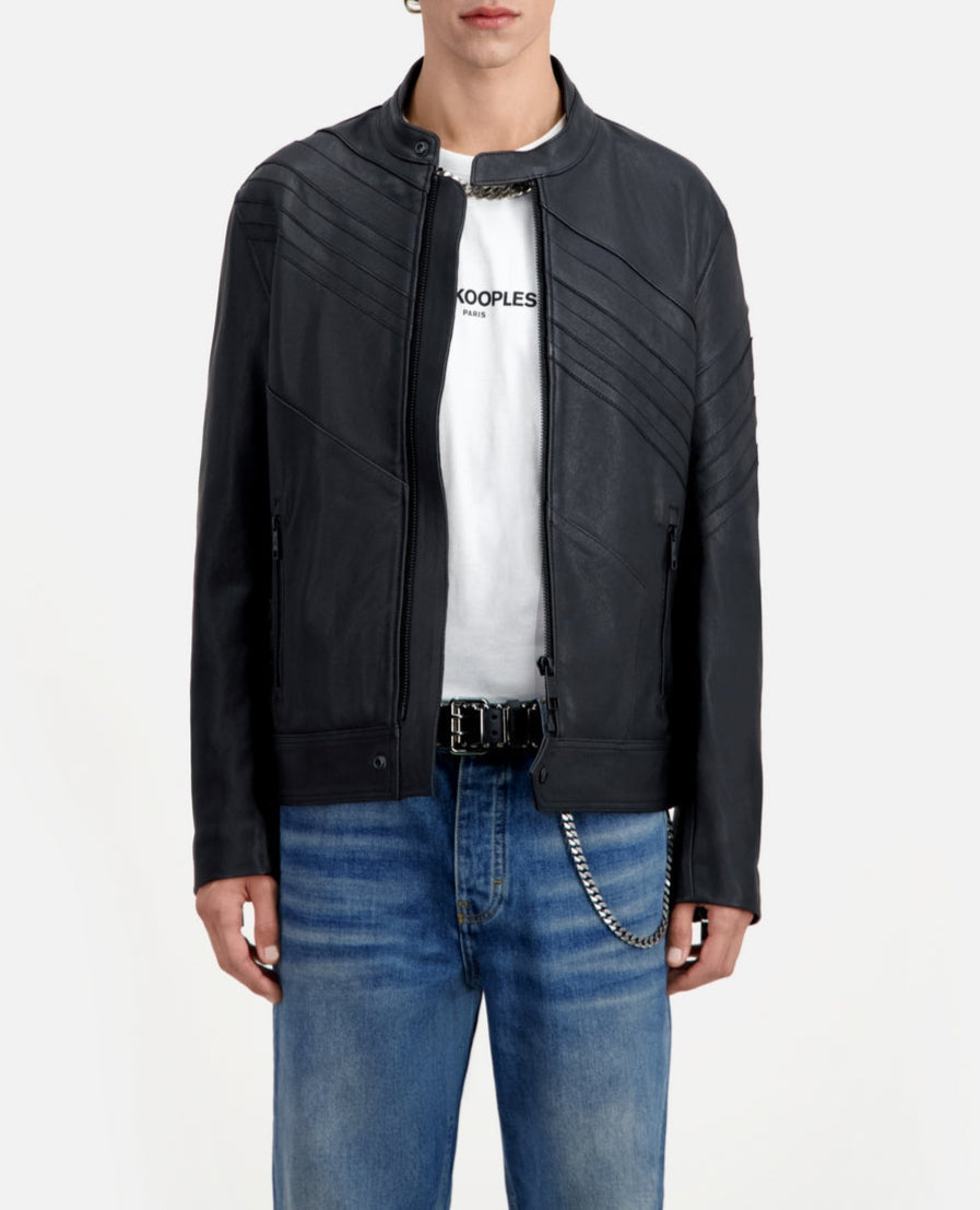 The Kooples - Lambskin Leather Jacket - Black - Men