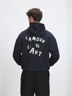 Sweat Capuche Unisexe L'Amour De L'Art Noir Fusain
