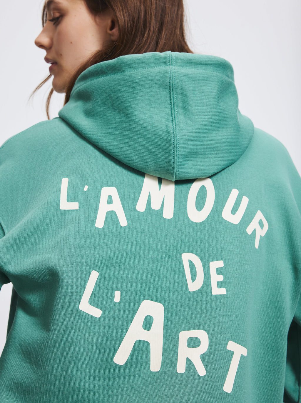 Sudadera con capucha unisex Love Art Frosty Green