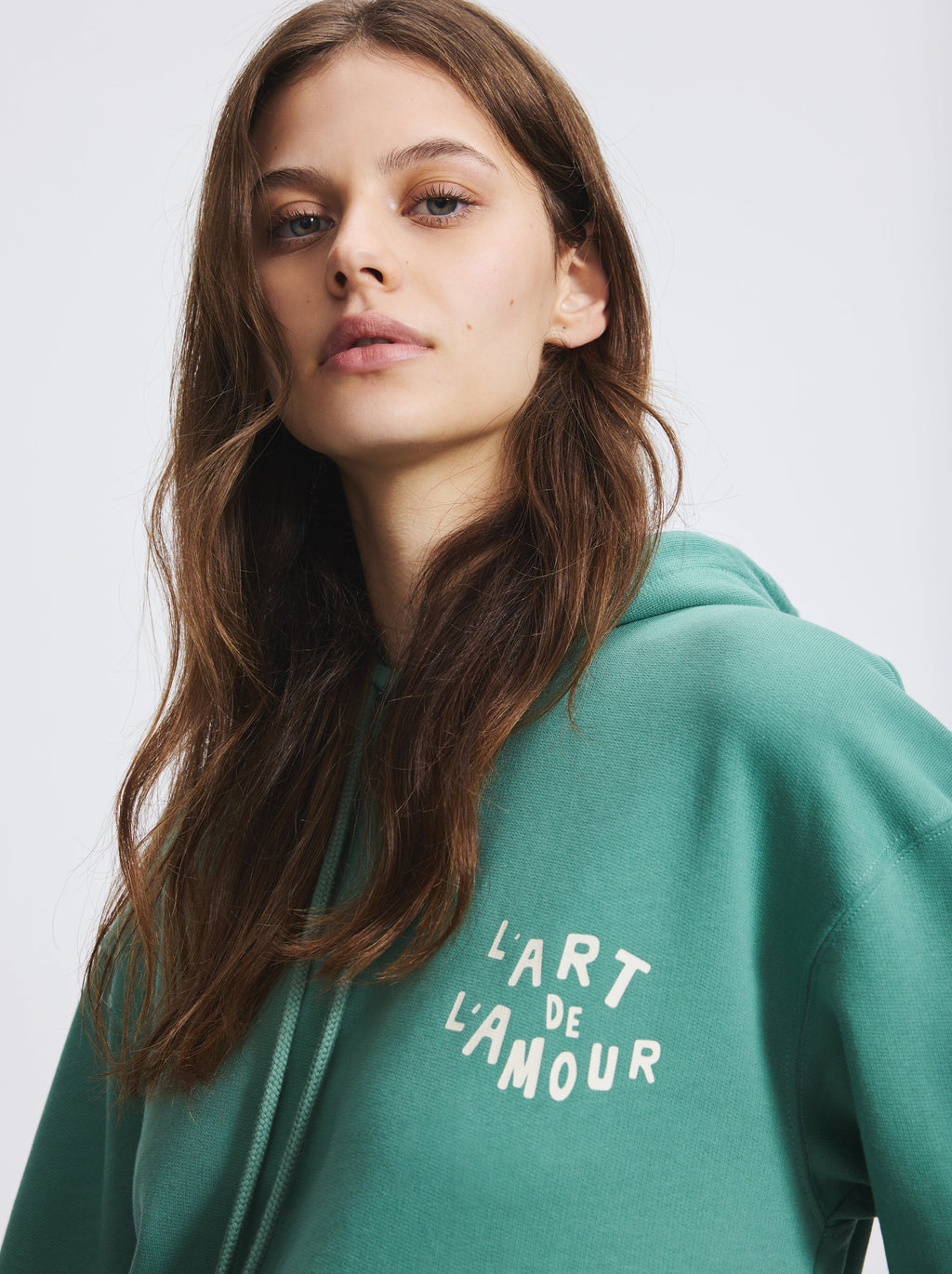 Sudadera con capucha unisex Love Art Frosty Green